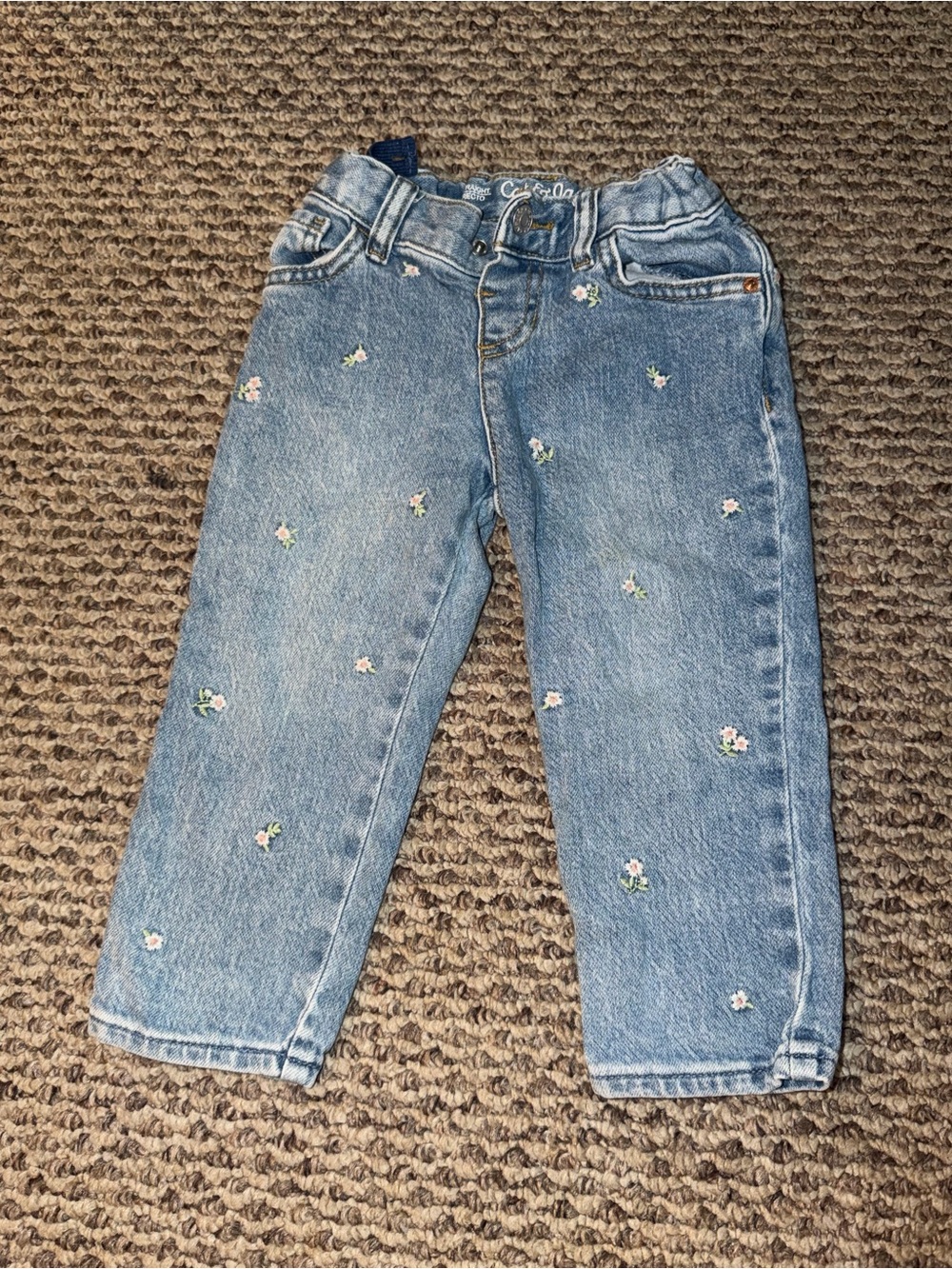 Cat & Jack Light Blue Denim Jeans with Floral Embroidery